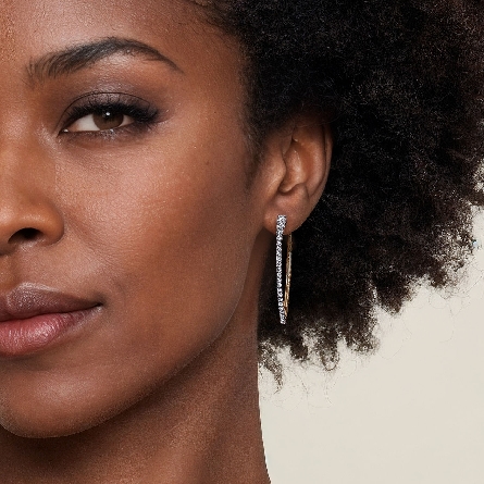 14K Yellow and White Bujukan Graduating Pointed Classic Hoop Earrings w/Diams=.75ctw SI2 H-I #EG15314M45JJ (S1996085)