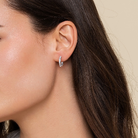 14K White Gold Gabriel Octagon Huggie Hoop Earrings w/Diams=.16ctw SI2 H-I #EG15569W45JJ (S2119632)