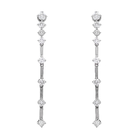 14K White Gold Segmented Drop Earrings w/Diams=1.86ctw SI2 G-H #RSP3431