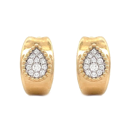 14K Yellow Gold Beaded Pear Cluster Hoop Earrings w/Diams=.38ctw SI H-I #E-9552-K (N2304)