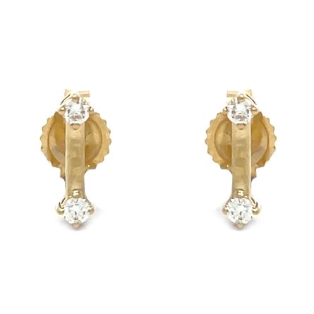 14K Yellow Gold Straight Bar Stud Earrings w/Diams=.07ctw SI2 G-H #EP25-121-1YB
