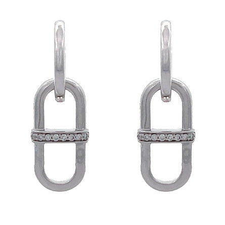 14K White Gold Paperclip Dangle Earrings w/Diams=.07ctw SI2 G-H #STE25-111B