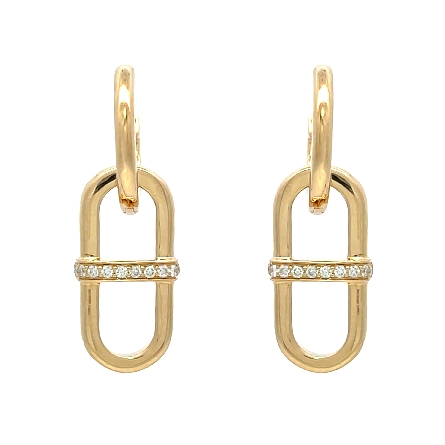 14K Yellow Gold Paperclip Dangle Earrings w/Diams=.07ctw SI2 G-H #STE25-111YB