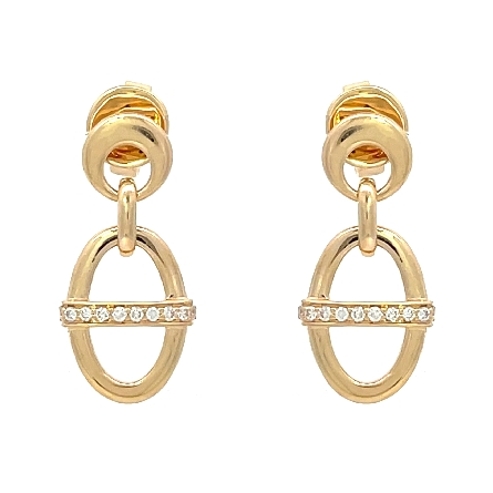 14K Yellow Gold Paperclip Dangle Earrings w/Diams=.08ctw SI2 G-H #STE25-111YB