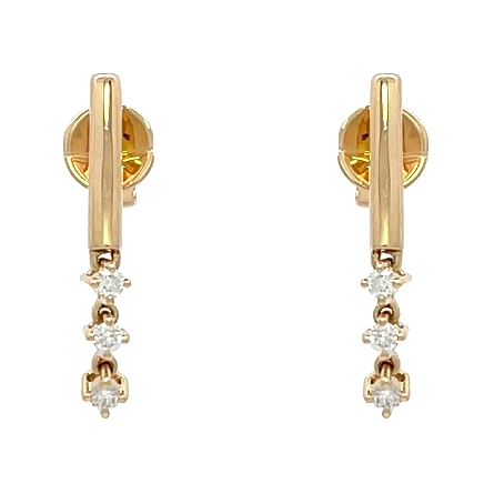 14K Yellow Gold Dangle Bar Earrings w/Diams=.11ctw SI2 G-H #STE25-99YB