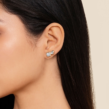 14K Yellow and White Gold 2Station Cluster Post Earrings w/Diams=.49ctw VS2-SI2 G-H #EG15593M44JJ (S2211913)