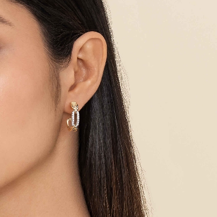 14K White and Yellow Gold Bujukan 20mm Intricate Link Hoop Earrings w/Diams=.17ctw SI2 H-I #EG15597M45JJ (S2314926)  