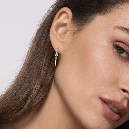 14K Yellow Gold Gabriel 10mm Huggie Hoop Spike Drop Earrings w/Diams=.31ctw SI2 G-H #EG13945Y45JJ (S2406442)