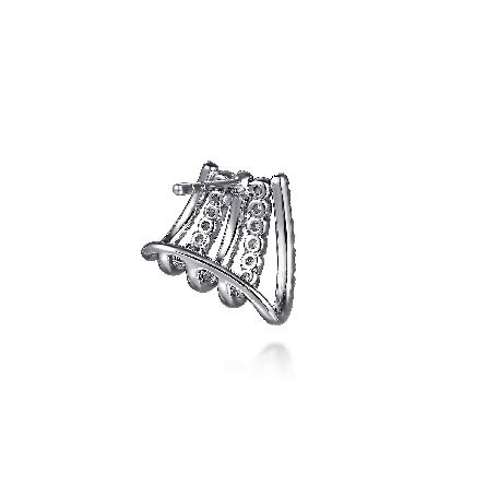 14K White Gold Gabriel 5Row J Hoop Cuff Earrings w/Diams=.53ctw SI2 G-H #EG15280W45JJ (S1950657)