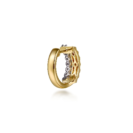 14K Yellow and White Gold Gabriel Cut Huggie Hoop Earrings w/Diams=.34ctw SI2 G-H #EG15339M45JJ (S2390883)