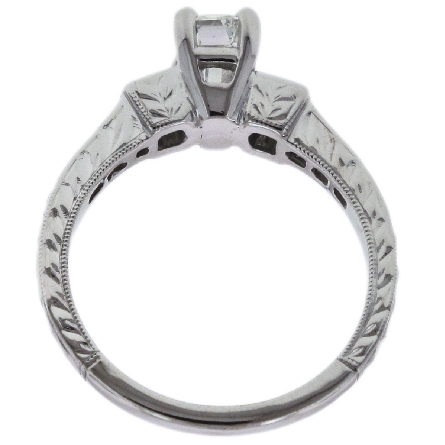 14K White Gold Semi Mounting w/Princess Diams=.27ctw and Round Diams=.10ctw SI G #RG14768 (Center Stone Not Included)