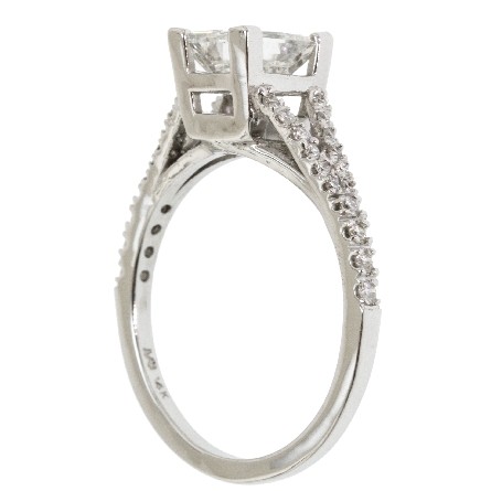 14K White Gold Split Shank Engagement Ring Semi Mounting w/Diams=.40ctw SI H-I Size 7.25 #25054L (center stone not included)