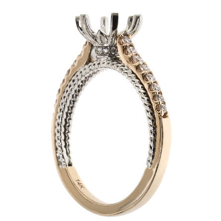 14K Rose Primary and White Gold Ilena Engagement Ring Semi Mounting w/26Diams=.26ctw Size 6.5 #31-V588GRRW