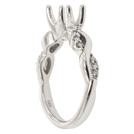 14K White Gold ArtCarved Twist Engagement Mounting w/Diams=.16tw for 1ct Center Stone Size 6.5   Gabriella   #31-V319ERW