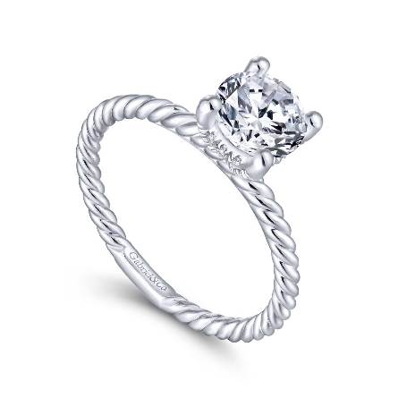 14K White Gold BOBBI Twist Shank Engagement Ring w/Diams=.09ctw SI2 G-H for a 1ct Round Center Stone (not included) #ER13913R4W44JJ (S809357) 