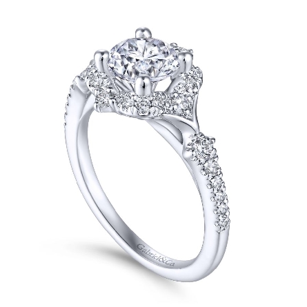 14K White Gold VERONIQUE Victorian Engagement Ring Semi Mounting w/Diams=.34ctw SI G-H for a 1ct Round Center Stone (not included) Size 6.5 #ER14411R4W44JJ (S884078)