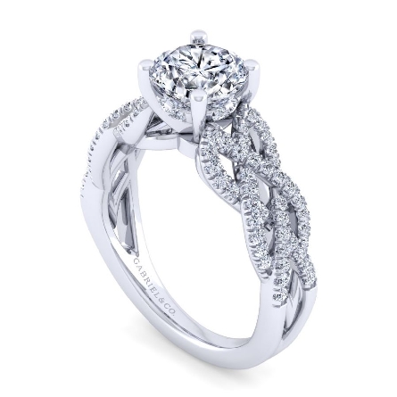 14K White Gold ELLERY Braided Shank Engagement Ring w/Diams=.43ctw SI2 G-H for a 1.5ct Round Center (not included) #ER144196W44JJ (S1182143) 