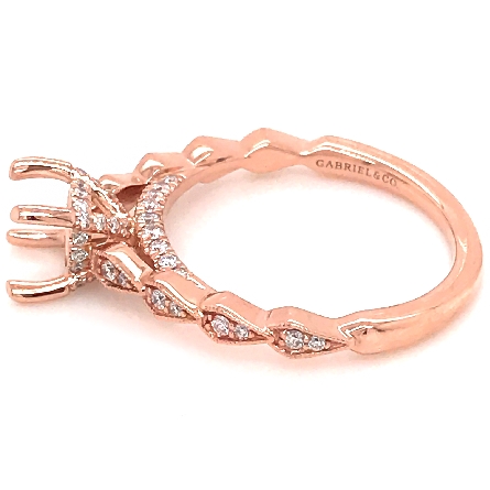 14K Rose Gold Gabriel LANDA Vintage Inspired Engagement Ring Semi Mounting w/Diams=.31ctw SI2 G-H for a 1ct Round Center Stone (Not included) Size 6.5 #ER15192R4K44JJ (S1214014)