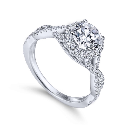 14K White Gold Gabriel MARISSA Twist Engagement Ring Semi Mounting w/Diams=.42ctw SI2 G-H for 1ct Round Center Stone (not included) Size 6.5 #ER7543W44JJ  (S1214007)