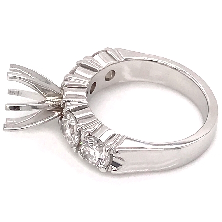 14K White Gold 4Prong Engagement Ring Semi Mounting w/4Diams=1.80ctw SI H-I Size 6.5 for 2ct Center Stone #AR4SOB