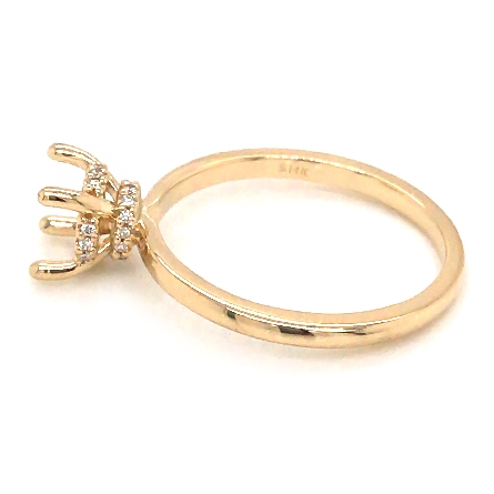 14K Yellow Gold Under Halo Engagement Ring Semi Mounting w/Diams=.06ctw for a 6.5mm Round Center Stone (not included) Size 6.75 #124569