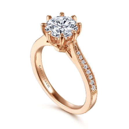 14K Rose Gold KEIKO 8Prong Engagement Ring Semi Mounting w/Diams=.09ctw SI2 G-H for a Round 1.5ct Center Stone (not included) Size 6.5 #ER15612R6K44JJ (S1152073)