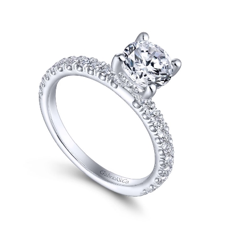 14K White Gold Gabriel AMIRA Engagement Ring Semi Mounting w/Diams=.54ctw SI2 G-H for a 1ct Round Center Stone (not included) Size 6.5 #ER13904R4W44JJ (S1271145)