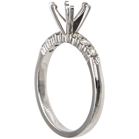 14K White Gold 6Prong Engagement Ring Semi Mounting w/6Diams=.24ctw SI H-I Size 6.5 for 1ct Center Stone #AR4SOB