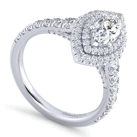 14K White Gold Gabriel GINGER Engagement Ring Semi Mounting w/Diams=.92ctw SI2 G-H Size 6.5 for a 9x4.5mm Marquise Center Stone (not included) #ER12763M3W44JJ (S1364274)