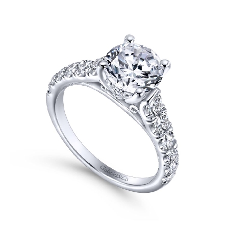 14K White Gold PIPER Engagement Ring Semi Mounting w/6Diams=.81ctw SI2 G-H to fit a 1.5ct Round Center Stone (not included) Size 6.5 #ER12299R6W44JJ (S1130147)