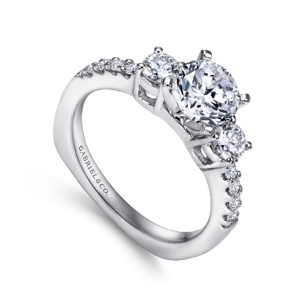14K White Gold Gabriel CHLOE Euro Shank Engagement Ring Semi Mounting w/Diams=.53ctw SI2 G-H Size 6.5 #ER4247W44JJ (S1411783)