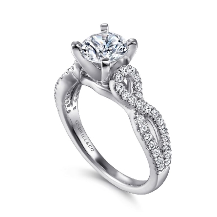 14K White Gold Gabriel KAYLA 4Prong Engagement Ring Semi Mounting w/Diams=.38ctw SI2 G-H for 1ct Round Center Stone (not included) Size 6.5 #ER7805W44JJ (S1411773)
