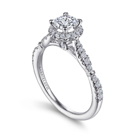 14K White Gold Gabriel CHASE Engagement Ring Semi Mounting w/Diams=.29ctw SI2 G-H for a 1ct Round Center Stone (not included) Size 6.5 #ER15428R2W44JJ (S1411798)