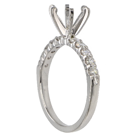 14K White Gold Shared Prong Engagement Ring Semi Mounting w/10Diams=.46ctw SI H-I Size 6.5 to fit 1.25ct Center Round Stone #ARPSOP