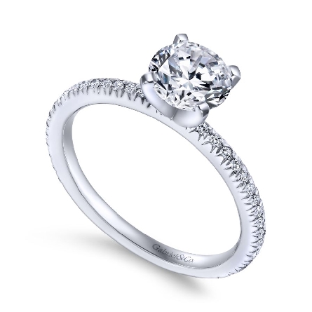 14K White Gold Gabriel OYIN 4Prong Engagement Ring Semi Mounting w/Diams=.17ctw SI2 G-H for 1ct Round Center Stone #ER4181W44JJ (S1516789)