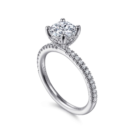 14K White Gold Gabriel SERENITY Engagement Ring Semi Mounting w/Diams=.30ctw SI2 G-H for a 1ct Round Center Stone (not included) Size 6.5 ER13903R4W44JJ (S1516778)