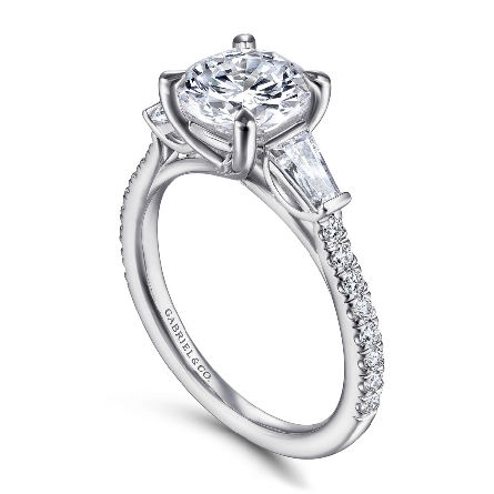 14K White Gold Gabriel TIERRA Engagement Ring Semi Mounting w/2Baguette Diams=.40ctw VS2 G-H and 16Round Diams=.21ctw SI2 G-H for a 1.5ct Round Center Stone (not included) Size 6.5 #ER14796R6W44JJ (S1516781)