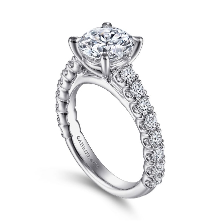 14K White Gold Gabriel SILVA Engagement Ring Semi Mounting w/Diams=.81ctw SI2 G-H for a 2ct Round Center Stone (not included) Size 6.5 #ER15270R8W44JJ (S1516786)