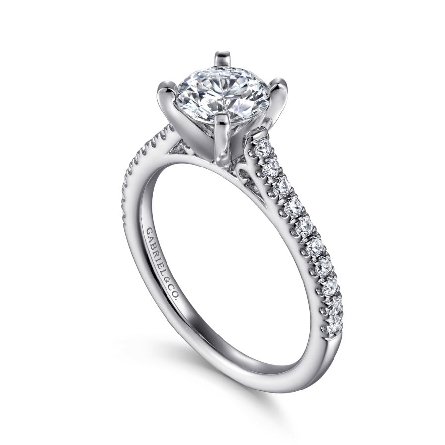 Platinum Gabriel JOANNA Engagement Ring Semi Mounting w/Diams=.24ctw SI2 G-H for 1.25ct Round Center Stone (not included) 4Prong Head #ER7224PT4JJ (S1516793)