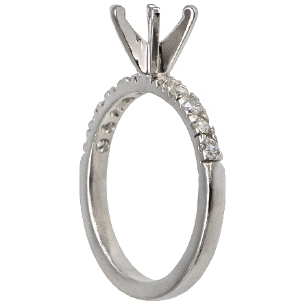 14K White Gold Handmade Engagement Ring Semi Mounting w/10Diams=.29ctw SI H-I Size 6 for a 1ct Round Center Stone (not included)