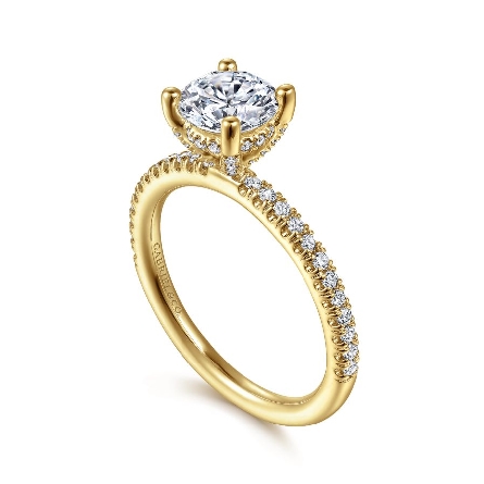 14K Yellow Gold Gabriel SERENITY Engagement Ring Semi Mounting w/Diams=.29ctw SI2 G-H for a 1ct Round Center Stone (not included) Size 6.5 #ER13903R4Y44JJ (S1568666)