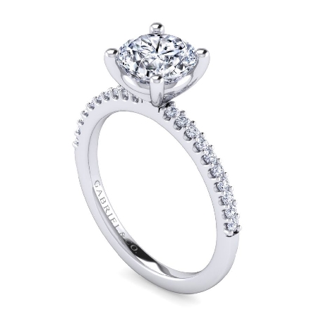 14K White Gold Gabriel AMATA Engagement Ring Semi Mounting w/Diams=.15ctw SI2 G-H Size 6.5 for a 1.5ct Round Center Stone (not included) #ER14918R6W44JJ (S1568663)