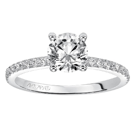 14K White Gold SYBIL ArtCarved Engagement Semi Mounting w/35Diams=.31ctw for 1.25ct Round Center Stone (center stone not included) Size 6.5 #31-V544FRW