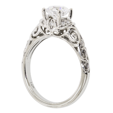 14K White Gold ArtCarved Engagement Ring w/13Diams=.12ctw for 1.25ct Round Center Stone (center stone not included) PEYTON Size 6.5 #31-V284FRW