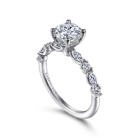 14K White Gold Gabriel JULIET Engagement Ring Mounting w/Marquise Diams=.30ctw VS2 G-H and Round Diams=.22ctw SI2 G-H for a 1.25ct Round Center Stone (not included) Size 6.5 #ER15206R6W44JJ (S1636096)