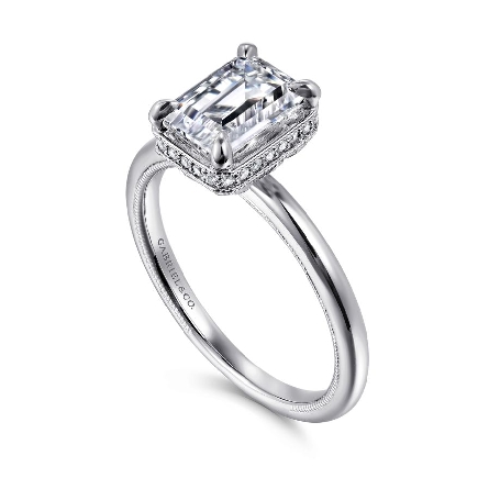 14K White Gold Gabriel CATALLINA Engagement Ring Mounting w/Diams=.18ctw SI2 G-H for a 7.5x5.5mm Emerald-Cut Center Stone (not included) Size 6.5 #ER16238E6W44JJ (S1636060)