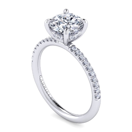 14K White Gold Gabriel STASIA 4Prong Hidden Halo Engagement Ring Semi Mounting w/Diams=.20ctw SI2 G-H for a 1.5ct Round Center Stone (not included) Size 6.5 #ER16058R6W44JJ (S1636082)