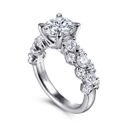 14K White Gold Gabriel ARTESIA 4Prong Engagement Ring Semi Mounting w/Diams=1.38ctw SI2 G-H for a 1.5ct Round Center Stone (not included) Size 6.5 #ER14732R6W44JJ (S1636099)