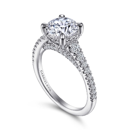 14K White Gold Gabriel RIALTA 4Prong Engagement Ring Semi Mounting w/Diams=.61ctw SI2 G-H for a 1.5ct Round Center Stone (not included) Size 6.5 #ER15249R6W44JJ (S1636089)