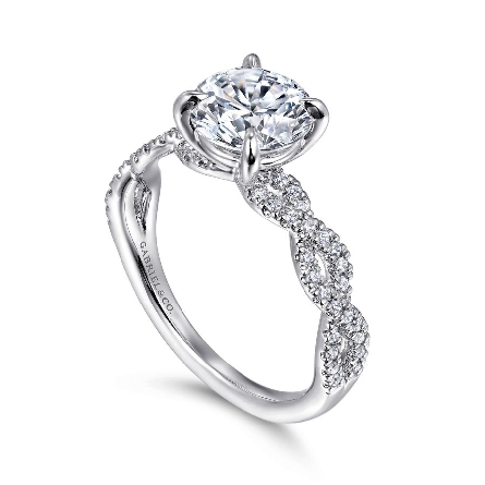 14K White Gold Gabriel JOSEFINA 4Prong Twist Engagement Ring Semi Mounting w/Diams=.23ctw SI2 G-H for a 1.5ct Round Center Stone (not included) Size 6.5 #ER11642R6W44JJ (S1636065)